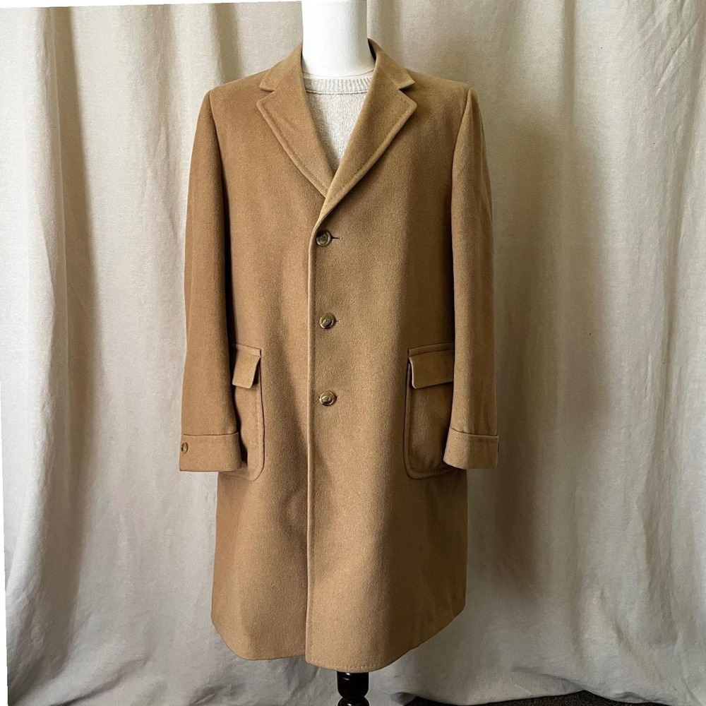 Vintage Jacobson's Camel Hair Overcoat‎ Size 42 Reg Tan Classic Tailored USA